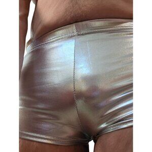 Metallic Silver Shiny Booty Shorts*Elastic Waistband*Large*NWT*Sissy*Cosplay